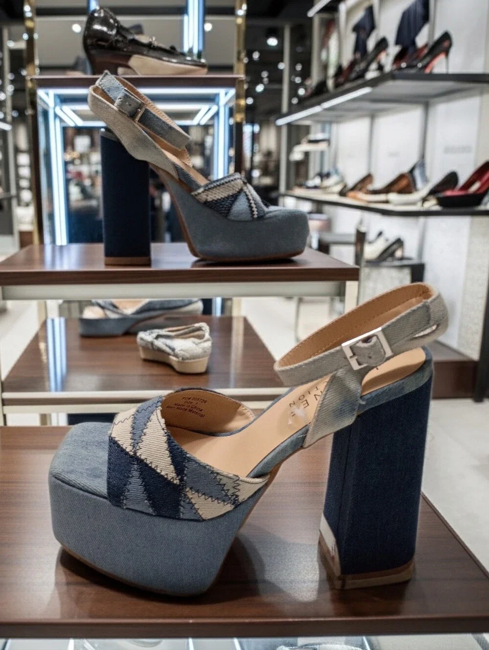New Journee Collection Asherby Platform Slingback Sandal in Denim Blue - Women 7